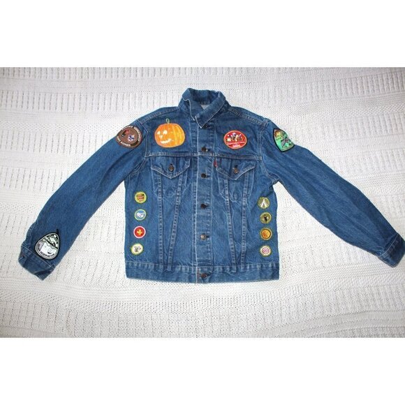 Vintage Levi's Boys scouts Patches Denim Jacket Size 40 cotton Made In USA - Picture 5 of 15